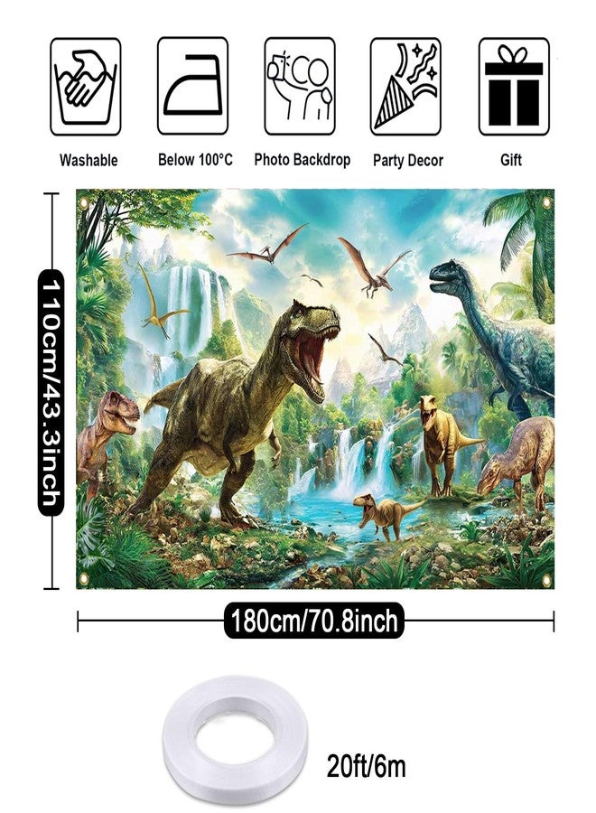 موكسيكا خلفية ديناصور من موتشيكا، لافتة عيد ميلاد سعيد، زينة لحفلات الأولاد والأطفال، ديكورات خلفية صور عيد ميلاد مستوحاة من حديقة الديناصورات، 70.8 × 43.3 بوصة - Image 4